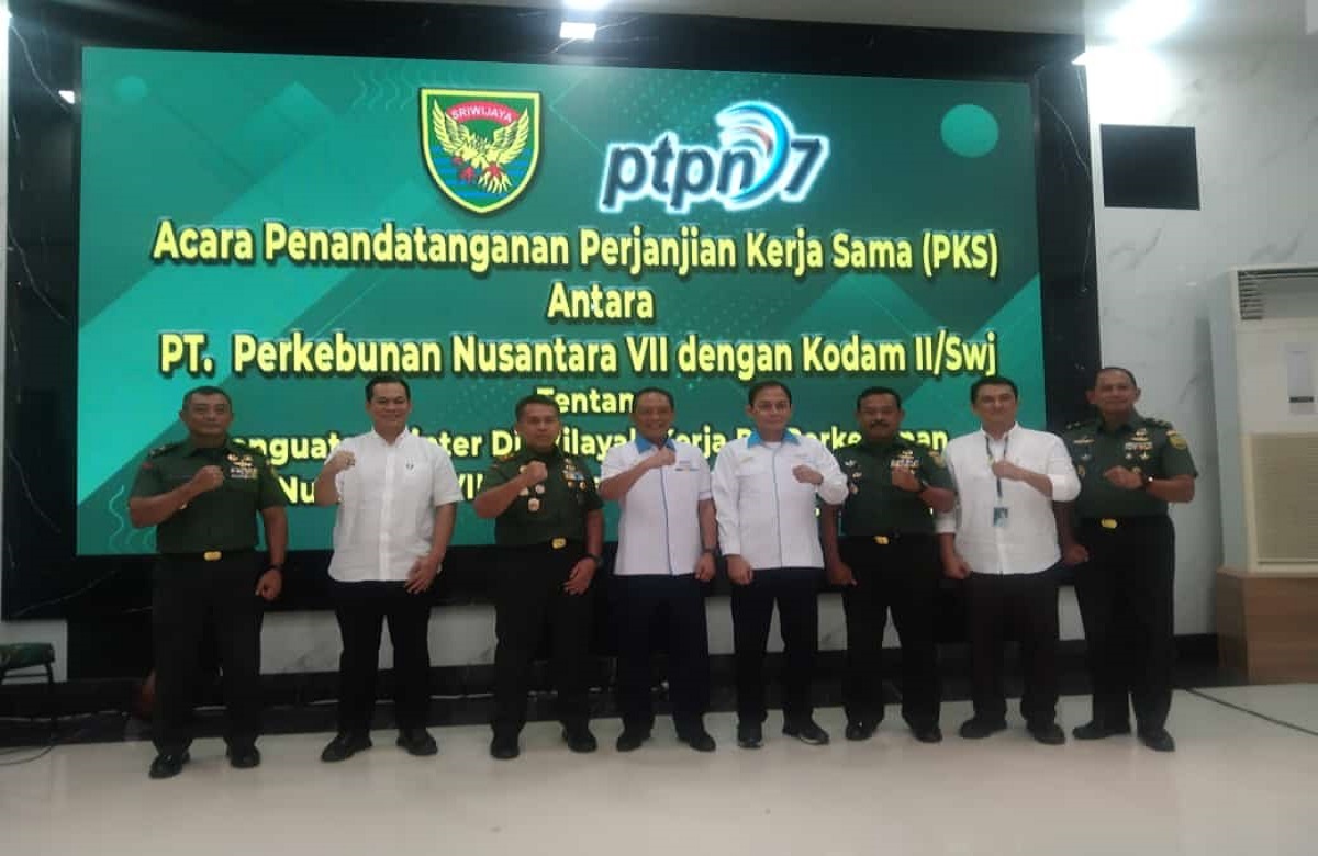 PTPN VII Perkuat Kerjasama Kemandirian Pangan Rakyat dengan Kodam II/SWJ